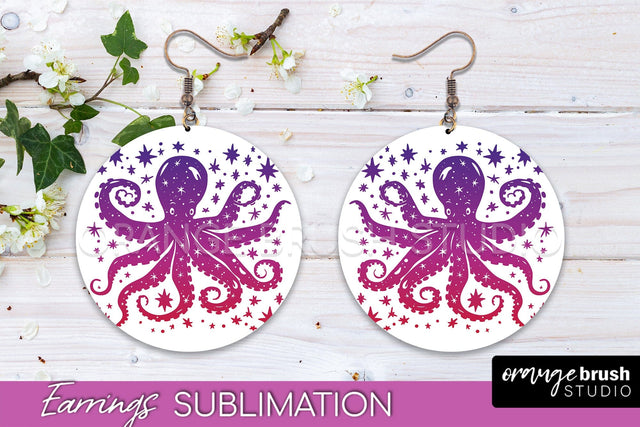 Boho Mystical Round Earrings Sublimation, Celestial Earrings Sublimation OrangeBrushStudio 