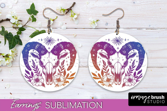 Boho Mystical Round Earrings Sublimation, Celestial Earrings Sublimation OrangeBrushStudio 