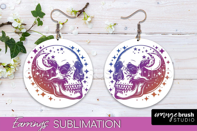 Boho Mystical Round Earrings Sublimation, Celestial Earrings Sublimation OrangeBrushStudio 