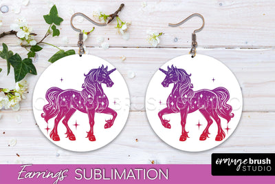 Boho Mystical Round Earrings Sublimation, Celestial Earrings Sublimation OrangeBrushStudio 