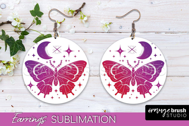 Boho Mystical Round Earrings Sublimation, Celestial Earrings Sublimation OrangeBrushStudio 
