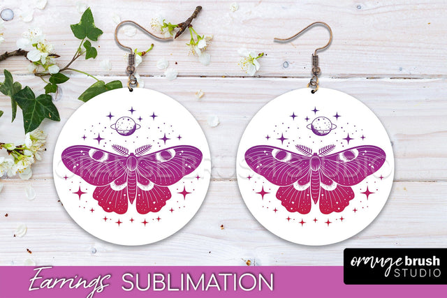 Boho Mystical Round Earrings Sublimation, Celestial Earrings Sublimation OrangeBrushStudio 