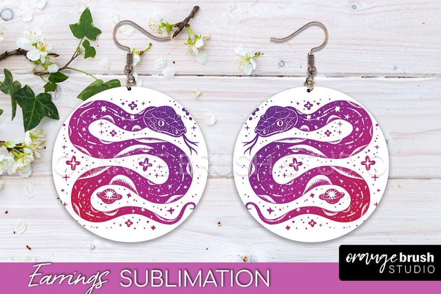 Boho Mystical Round Earrings Sublimation, Celestial Earrings Sublimation OrangeBrushStudio 