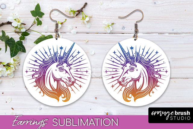 Boho Mystical Round Earrings Sublimation, Celestial Earrings Sublimation OrangeBrushStudio 