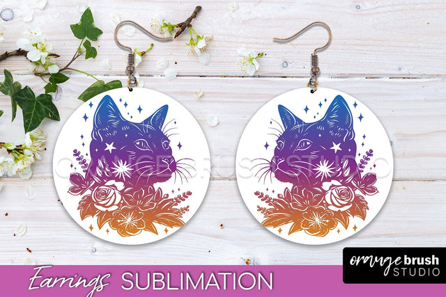 Boho Mystical Round Earrings Sublimation, Celestial Earrings Sublimation OrangeBrushStudio 
