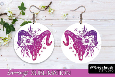 Boho Mystical Round Earrings Sublimation, Celestial Earrings Sublimation OrangeBrushStudio 