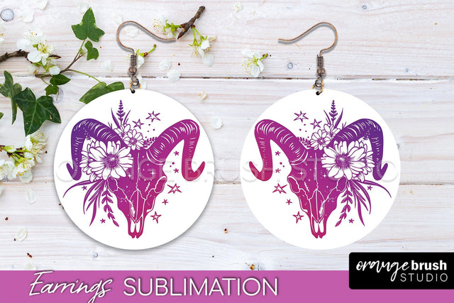 Boho Mystical Round Earrings Sublimation, Celestial Earrings Sublimation OrangeBrushStudio 