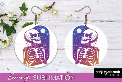 Boho Mystical Round Earrings Sublimation, Celestial Earrings Sublimation OrangeBrushStudio 