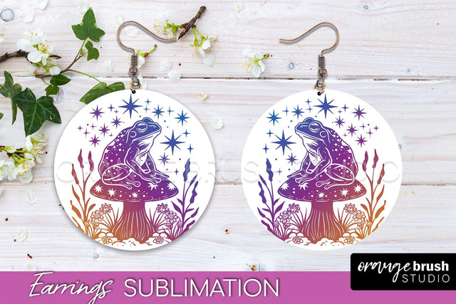 Boho Mystical Round Earrings Sublimation, Celestial Earrings Sublimation OrangeBrushStudio 