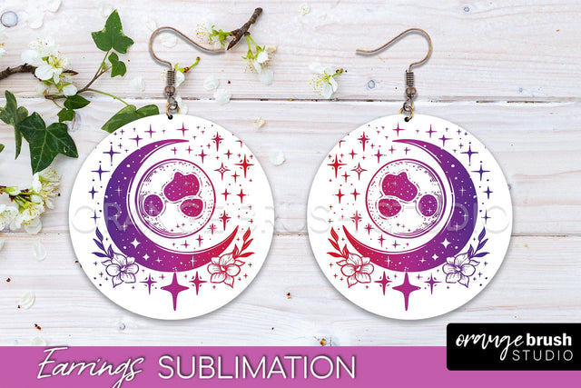 Boho Mystical Round Earrings Sublimation, Celestial Earrings Sublimation OrangeBrushStudio 