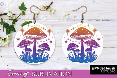 Boho Mystical Round Earrings Sublimation, Celestial Earrings Sublimation OrangeBrushStudio 