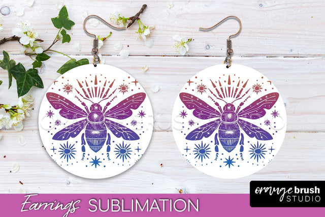 Boho Mystical Round Earrings Sublimation, Celestial Earrings Sublimation OrangeBrushStudio 