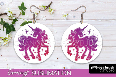 Boho Mystical Round Earrings Sublimation, Celestial Earrings Sublimation OrangeBrushStudio 