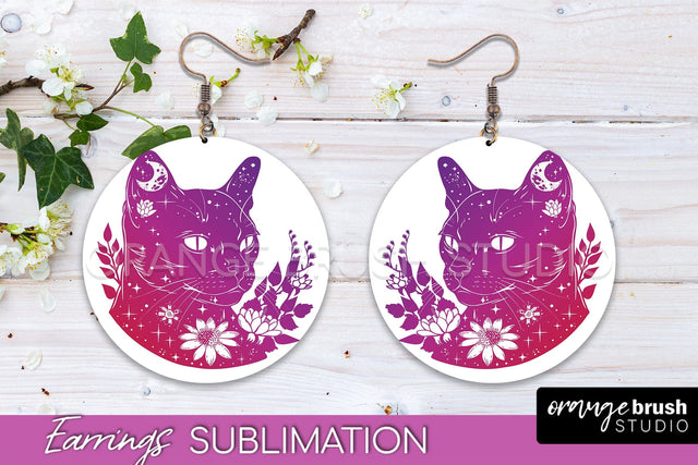 Boho Mystical Round Earrings Sublimation, Celestial Earrings Sublimation OrangeBrushStudio 