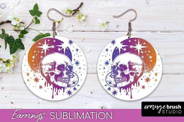 Boho Mystical Round Earrings Sublimation, Celestial Earrings Sublimation OrangeBrushStudio 