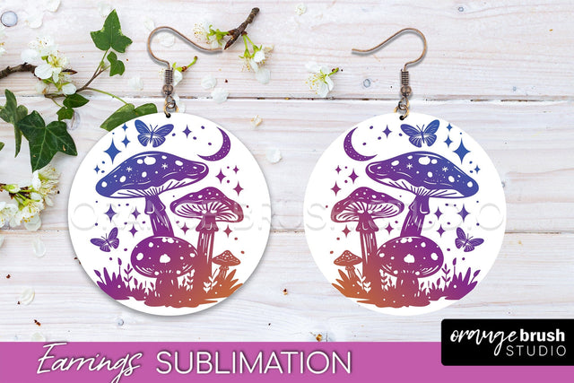 Boho Mystical Round Earrings Sublimation, Celestial Earrings Sublimation OrangeBrushStudio 