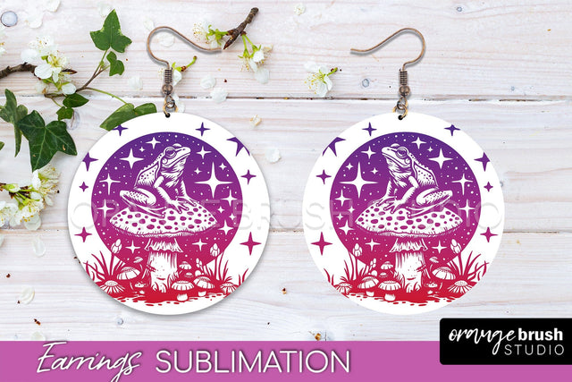 Boho Mystical Round Earrings Sublimation, Celestial Earrings Sublimation OrangeBrushStudio 