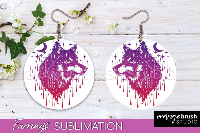 Boho Mystical Round Earrings Sublimation, Celestial Earrings Sublimation OrangeBrushStudio 