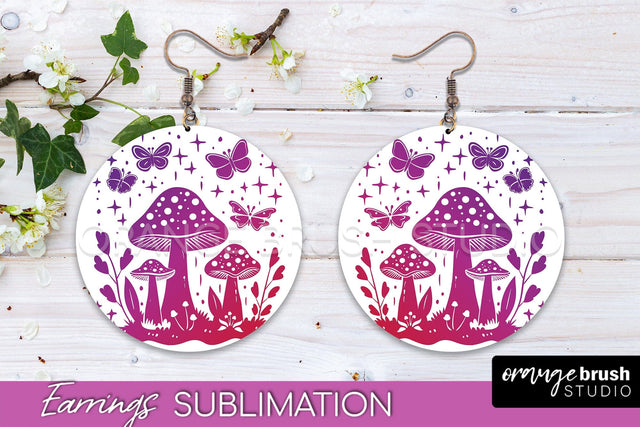 Boho Mystical Round Earrings Sublimation, Celestial Earrings Sublimation OrangeBrushStudio 