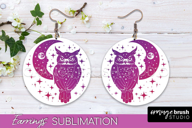 Boho Mystical Round Earrings Sublimation, Celestial Earrings Sublimation OrangeBrushStudio 