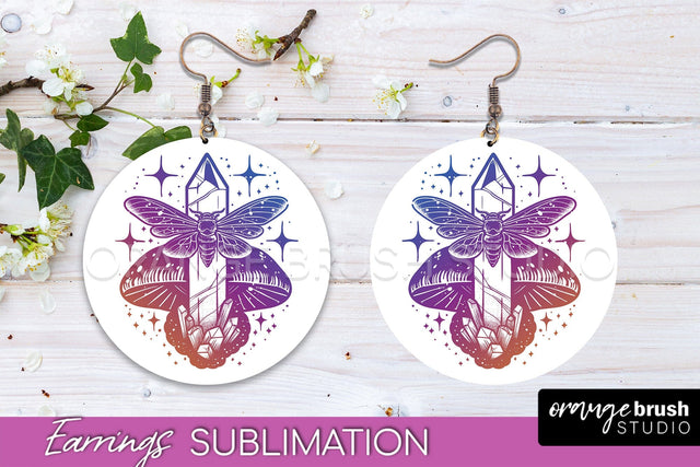 Boho Mystical Round Earrings Sublimation, Celestial Earrings Sublimation OrangeBrushStudio 