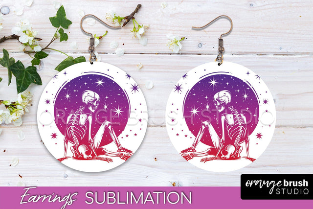 Boho Mystical Round Earrings Sublimation, Celestial Earrings Sublimation OrangeBrushStudio 