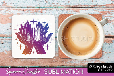 Boho Mystical Square Coaster PNG - Celestial Sublimation Sublimation OrangeBrushStudio 