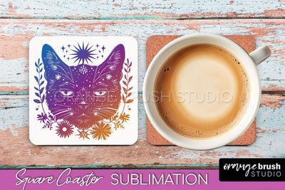 Boho Mystical Square Coaster PNG - Celestial Sublimation Sublimation OrangeBrushStudio 