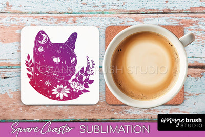 Boho Mystical Square Coaster PNG - Celestial Sublimation Sublimation OrangeBrushStudio 
