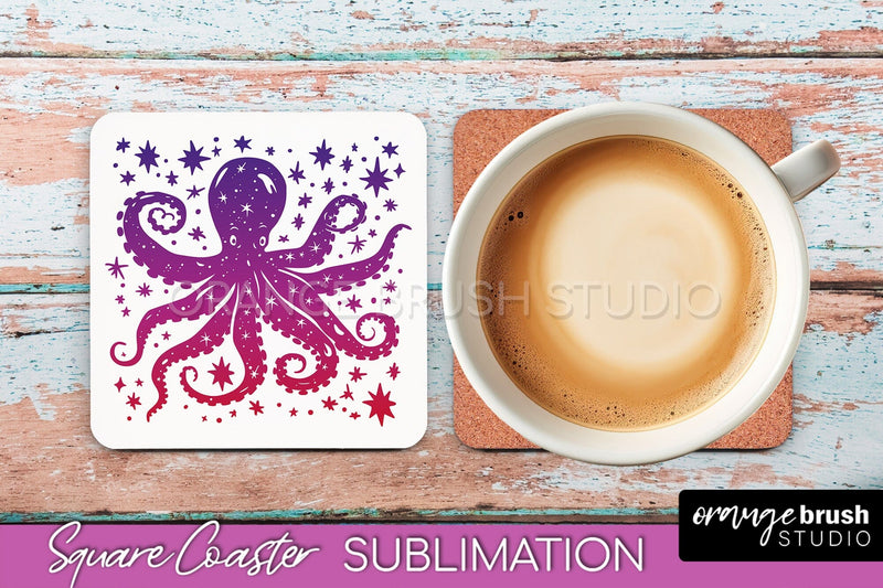 Boho Mystical Square Coaster PNG - Celestial Sublimation Sublimation OrangeBrushStudio 