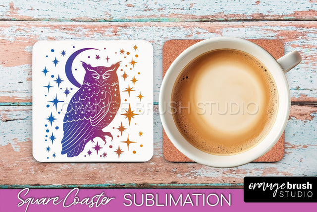 Boho Mystical Square Coaster PNG - Celestial Sublimation Sublimation OrangeBrushStudio 