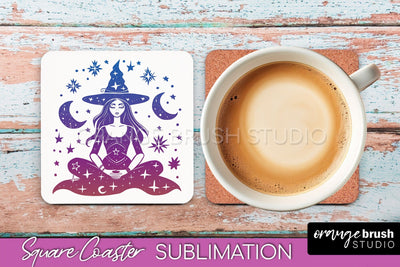 Boho Mystical Square Coaster PNG - Celestial Sublimation Sublimation OrangeBrushStudio 