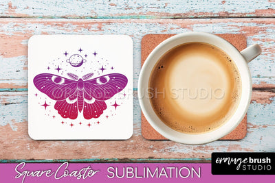 Boho Mystical Square Coaster PNG - Celestial Sublimation Sublimation OrangeBrushStudio 