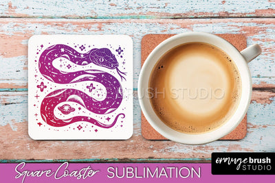 Boho Mystical Square Coaster PNG - Celestial Sublimation Sublimation OrangeBrushStudio 