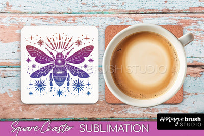 Boho Mystical Square Coaster PNG - Celestial Sublimation Sublimation OrangeBrushStudio 