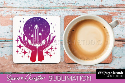 Boho Mystical Square Coaster PNG - Celestial Sublimation Sublimation OrangeBrushStudio 