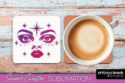 Boho Mystical Square Coaster PNG - Celestial Sublimation Sublimation OrangeBrushStudio 