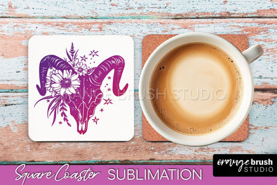 Boho Mystical Square Coaster PNG - Celestial Sublimation Sublimation OrangeBrushStudio 