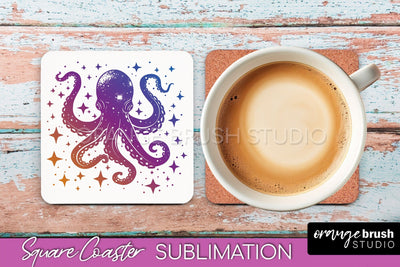 Boho Mystical Square Coaster PNG - Celestial Sublimation Sublimation OrangeBrushStudio 