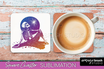 Boho Mystical Square Coaster PNG - Celestial Sublimation Sublimation OrangeBrushStudio 