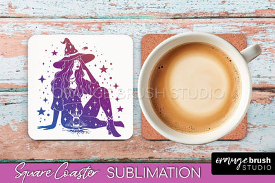 Boho Mystical Square Coaster PNG - Celestial Sublimation Sublimation OrangeBrushStudio 