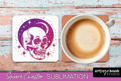 Boho Mystical Square Coaster PNG - Celestial Sublimation Sublimation OrangeBrushStudio 