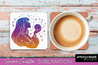 Boho Mystical Square Coaster PNG - Celestial Sublimation Sublimation OrangeBrushStudio 