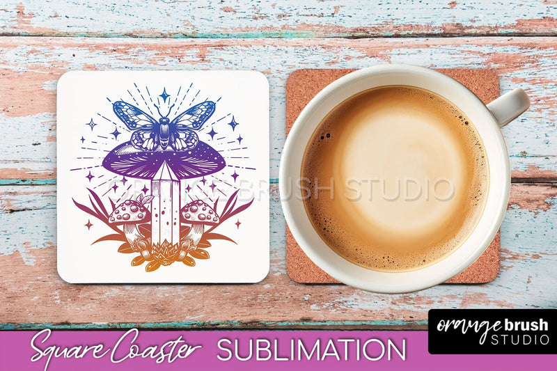 Boho Mystical Square Coaster PNG - Celestial Sublimation Sublimation OrangeBrushStudio 
