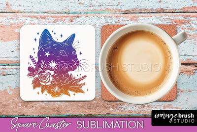 Boho Mystical Square Coaster PNG - Celestial Sublimation Sublimation OrangeBrushStudio 