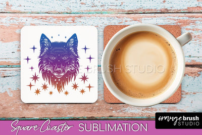 Boho Mystical Square Coaster PNG - Celestial Sublimation Sublimation OrangeBrushStudio 