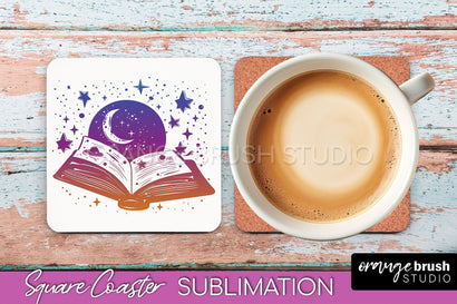 Boho Mystical Square Coaster PNG - Celestial Sublimation Sublimation OrangeBrushStudio 