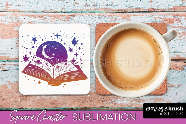 Boho Mystical Square Coaster PNG - Celestial Sublimation Sublimation OrangeBrushStudio 