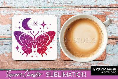 Boho Mystical Square Coaster PNG - Celestial Sublimation Sublimation OrangeBrushStudio 