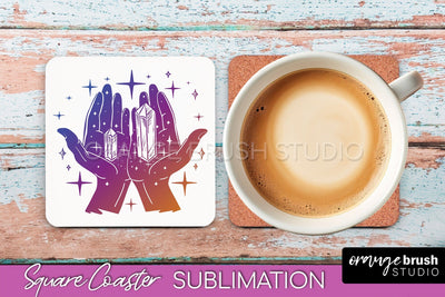 Boho Mystical Square Coaster PNG - Celestial Sublimation Sublimation OrangeBrushStudio 